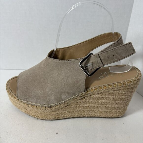 Franco Sarto Sandals Womens Size 8.5 Torres Espadrille Platform Wedge Taupe G1 - Picture 10 of 15